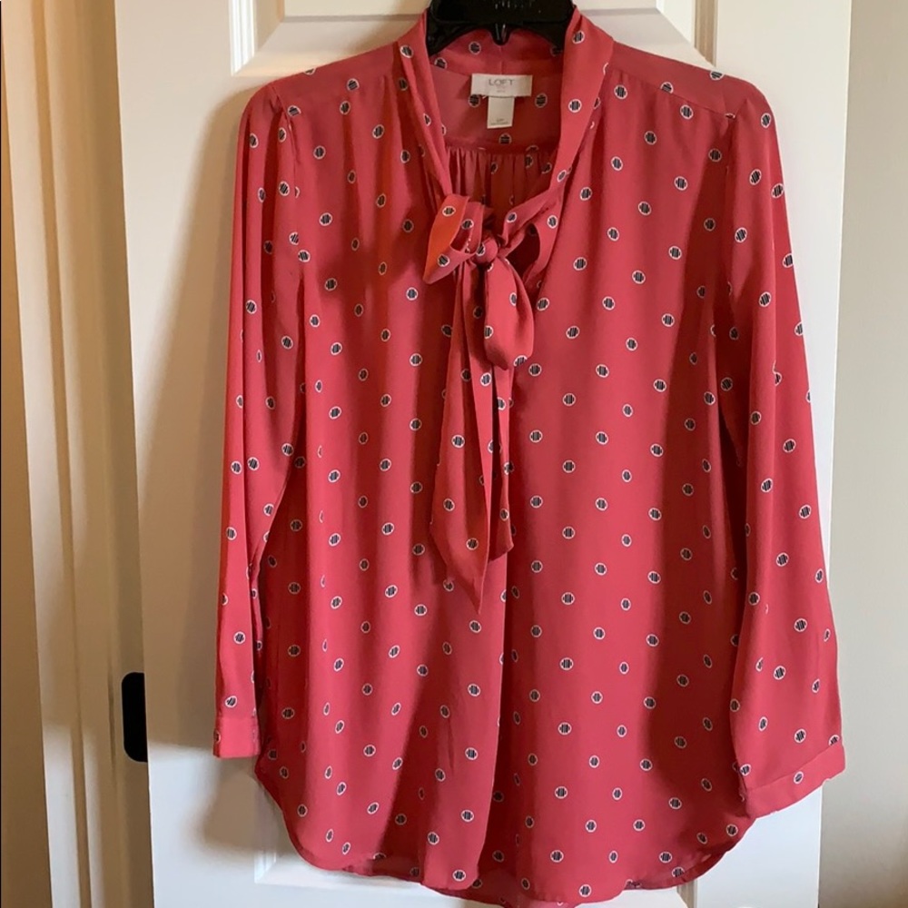 Pink polka dot blouse